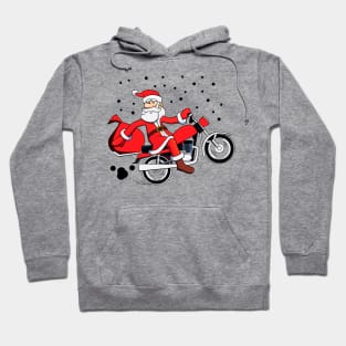 Funny Ugly Christmas Sweater. Santa On Motorcycle. Hoodie